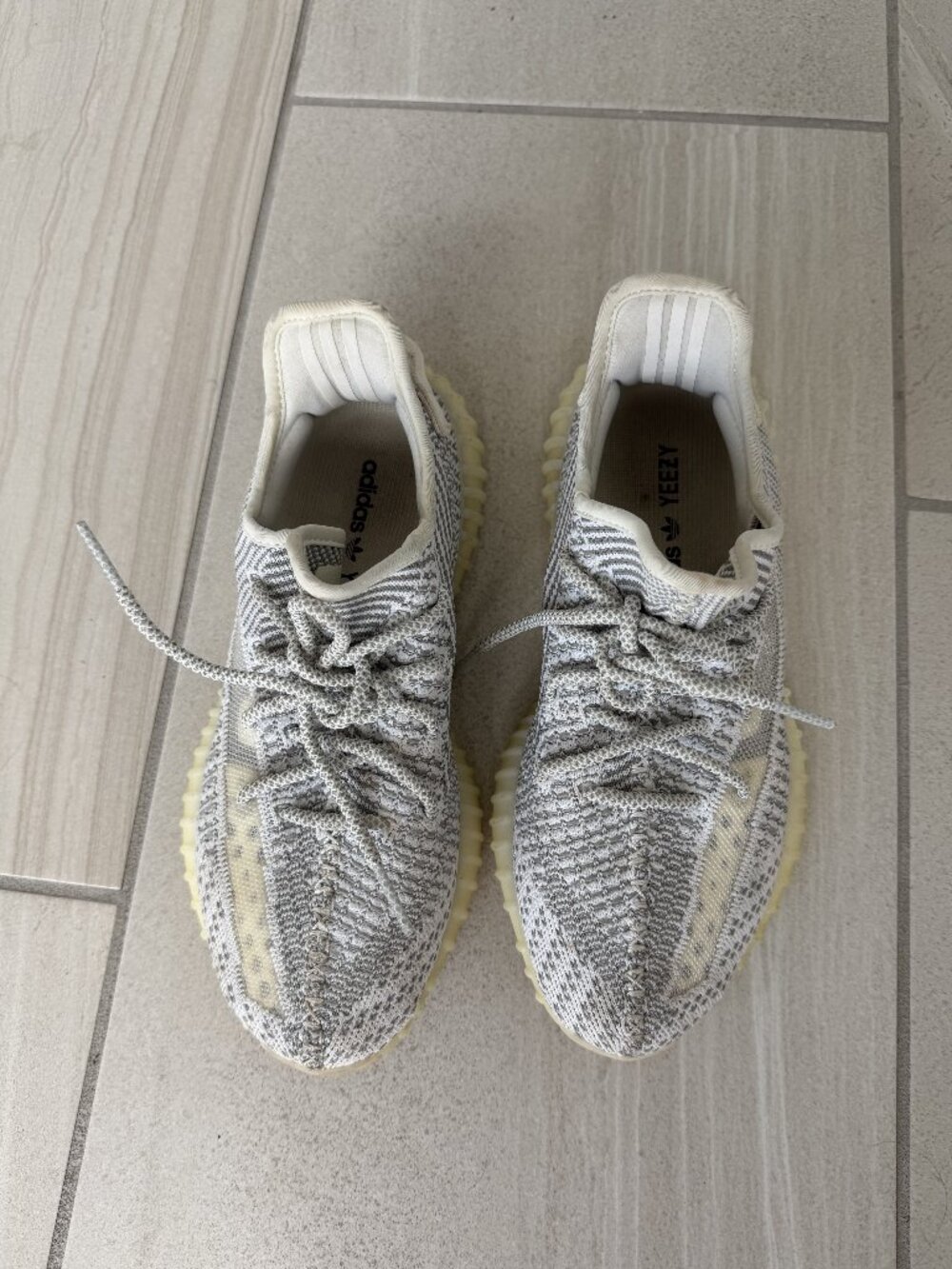 YEEZY Grey Knit Lace-Up Sneakers